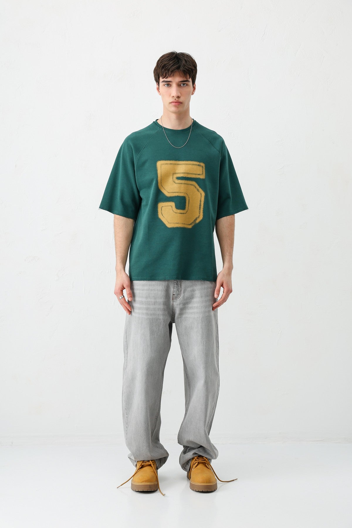 Oversized Crew Neck T-Shirt with 5 Prints