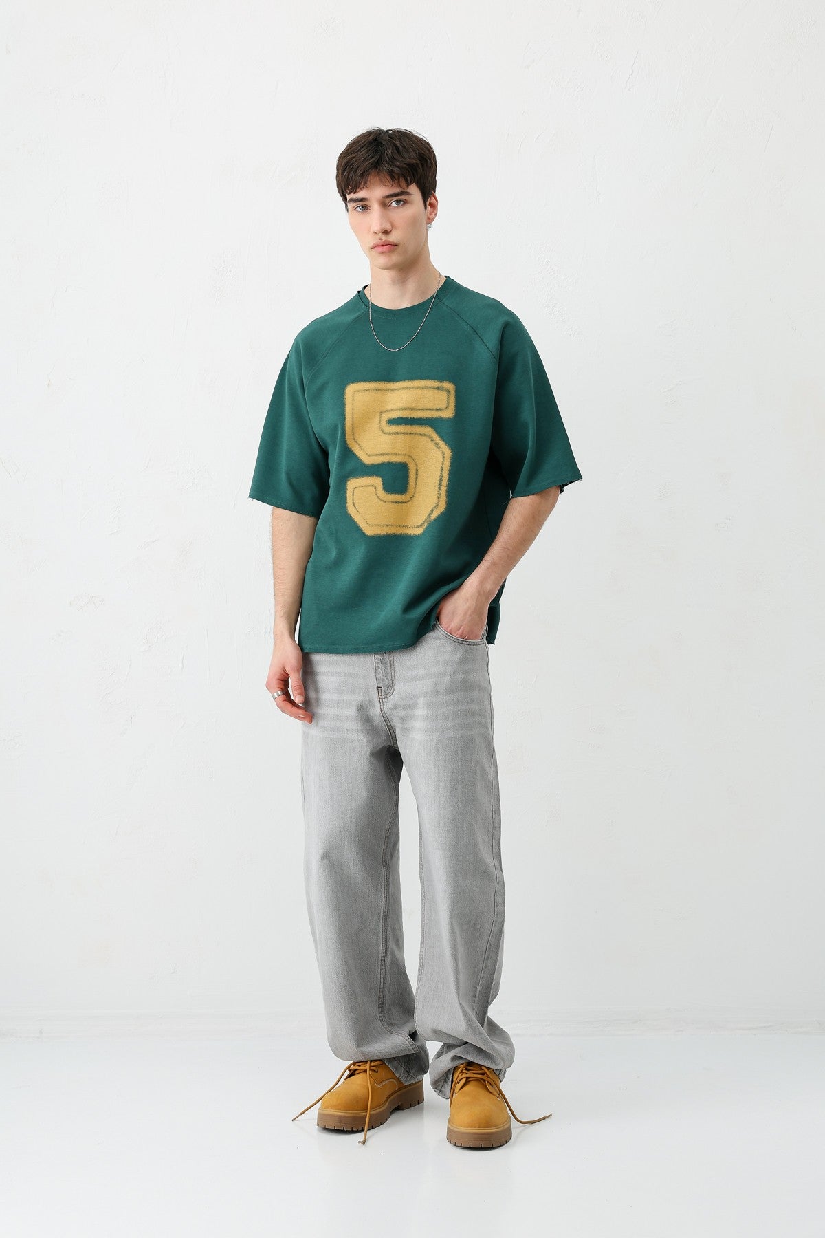 Oversized Crew Neck T-Shirt with 5 Prints