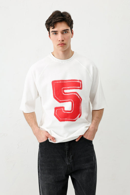 Oversized Crew Neck T-Shirt with 5 Prints