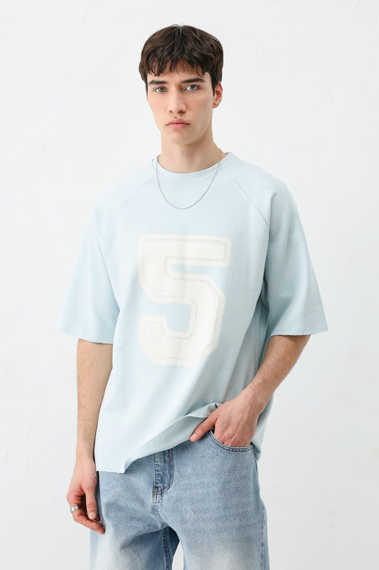 Oversized Crew Neck T-Shirt with 5 Prints