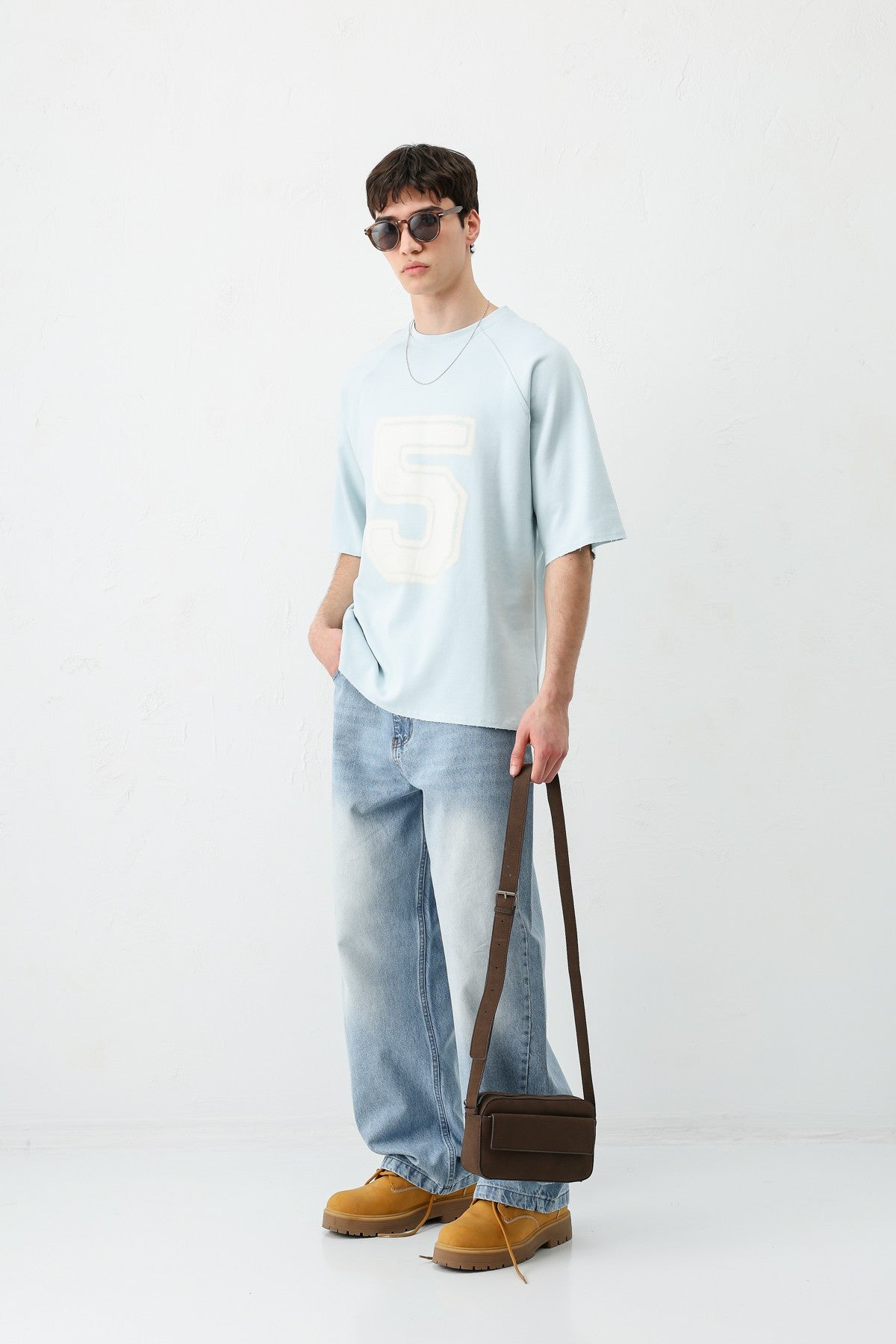Oversized Crew Neck T-Shirt with 5 Prints