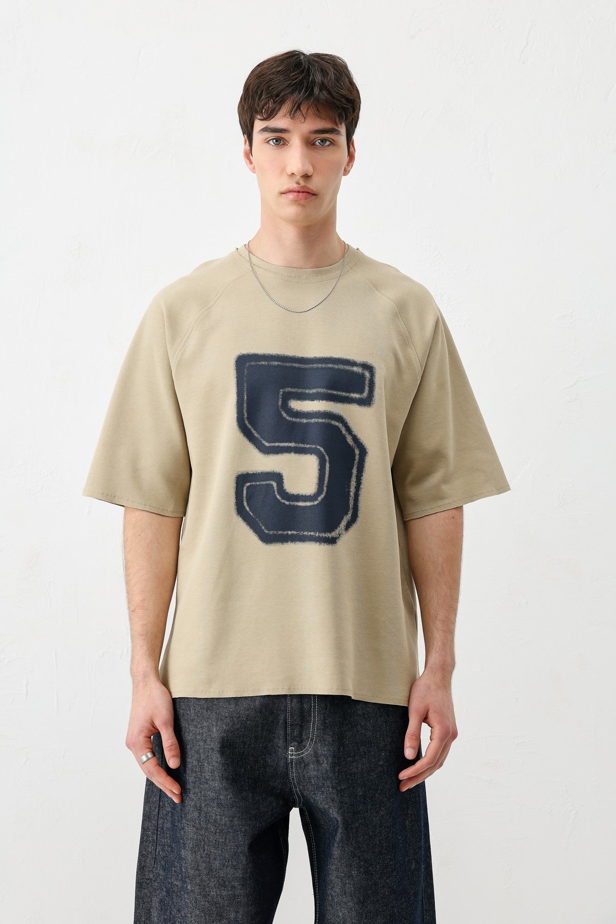 Oversized Crew Neck T-Shirt with 5 Prints