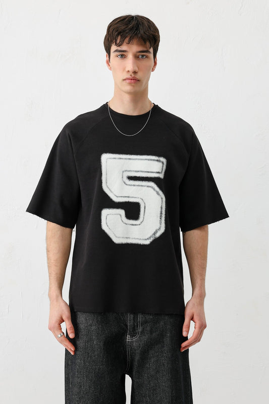 Oversized Crew Neck T-Shirt with 5 Prints