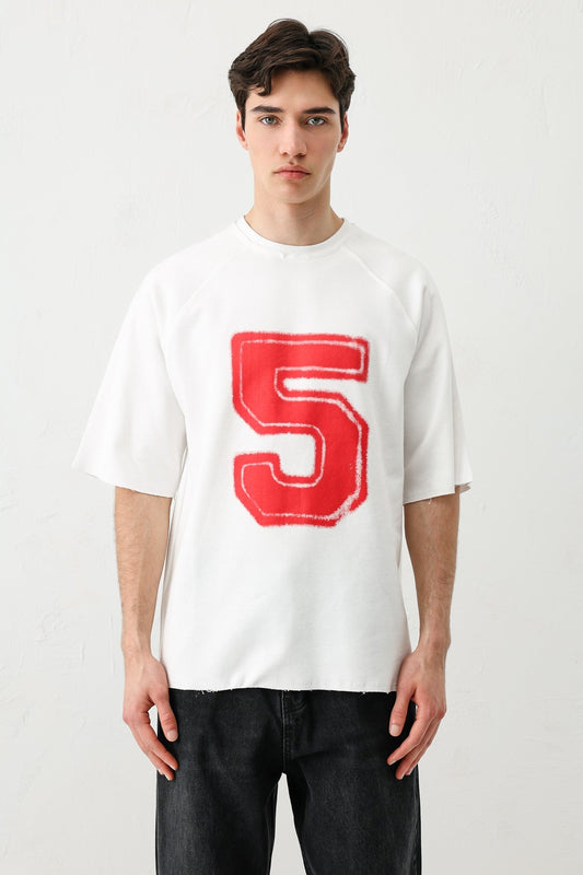 Oversized Crew Neck T-Shirt with 5 Prints
