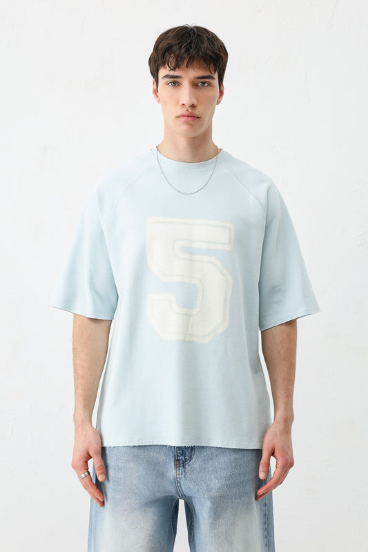 Oversized Crew Neck T-Shirt with 5 Prints