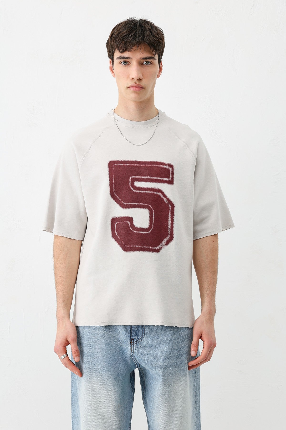 Oversized Crew Neck T-Shirt with 5 Prints