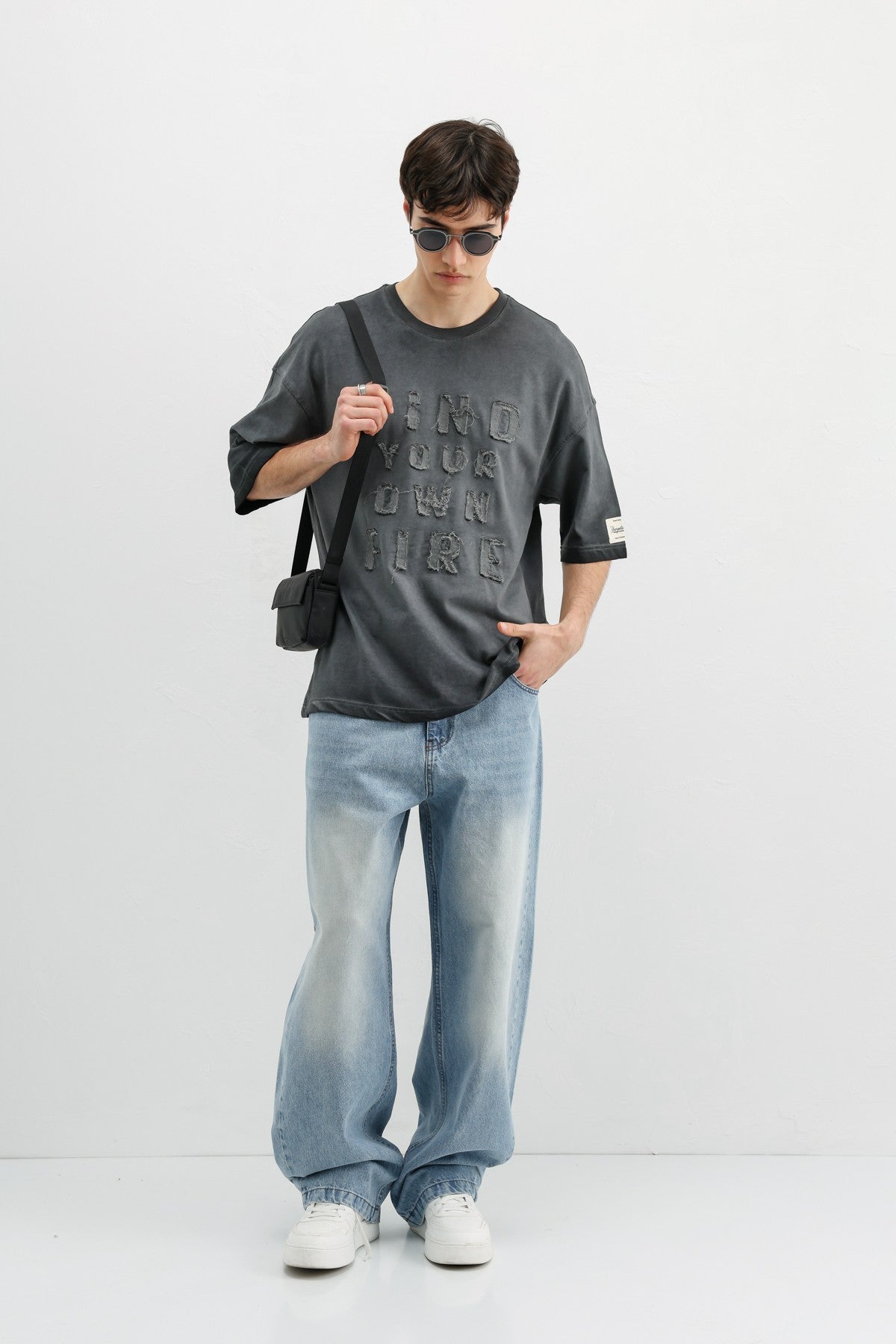 Oversized Printed T-Shirt, Black