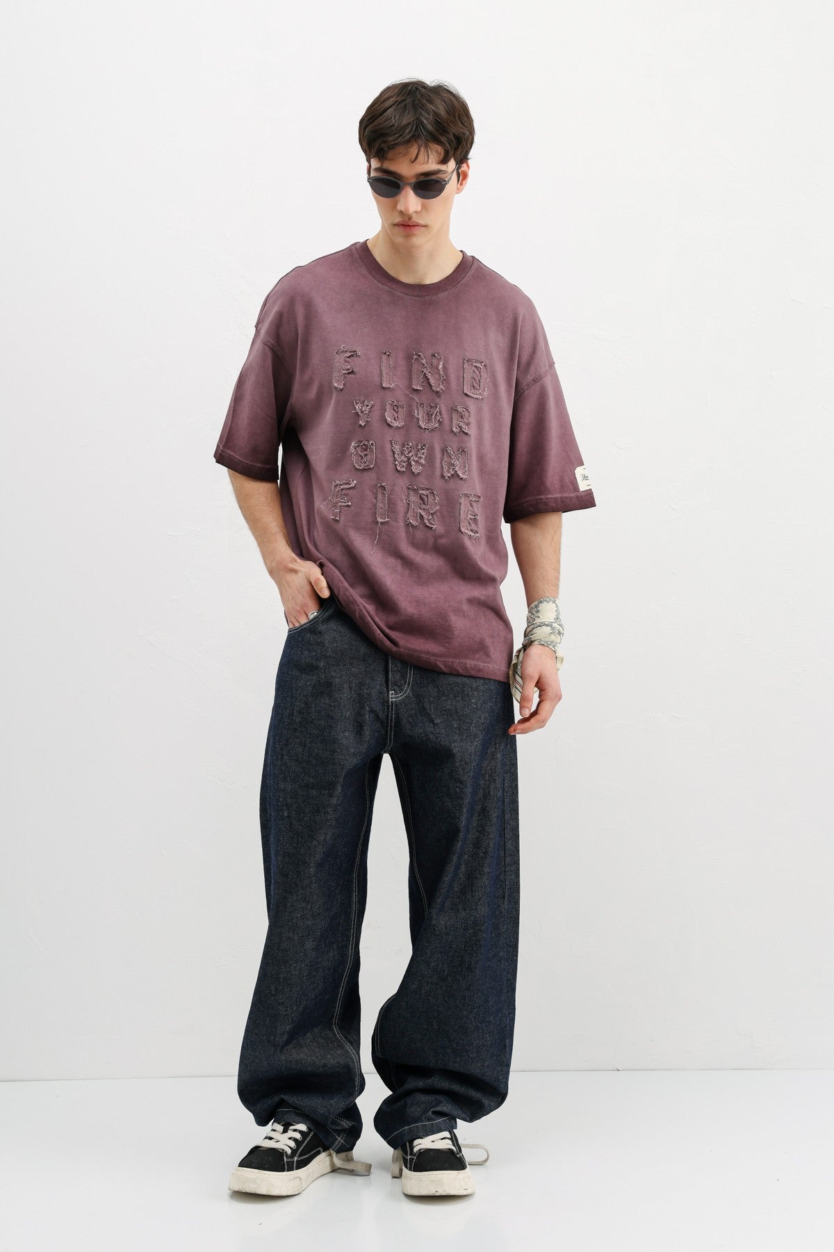 Oversized Printed T-Shirt, Burgundy