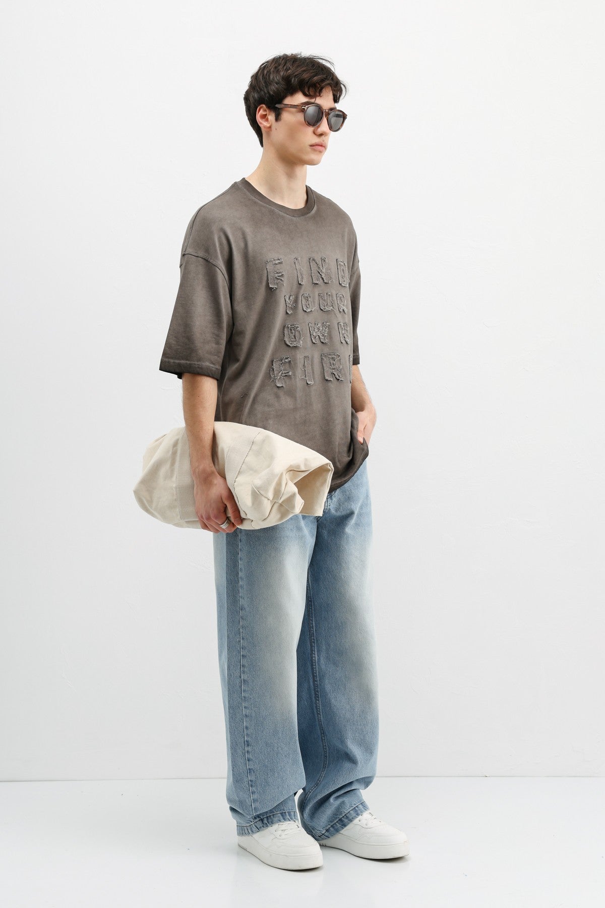 Oversized Printed T-Shirt, Coffee