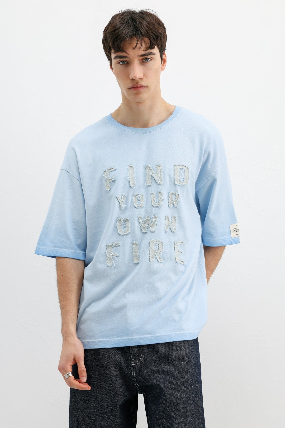 Oversized Printed T-Shirt, Baby Blue