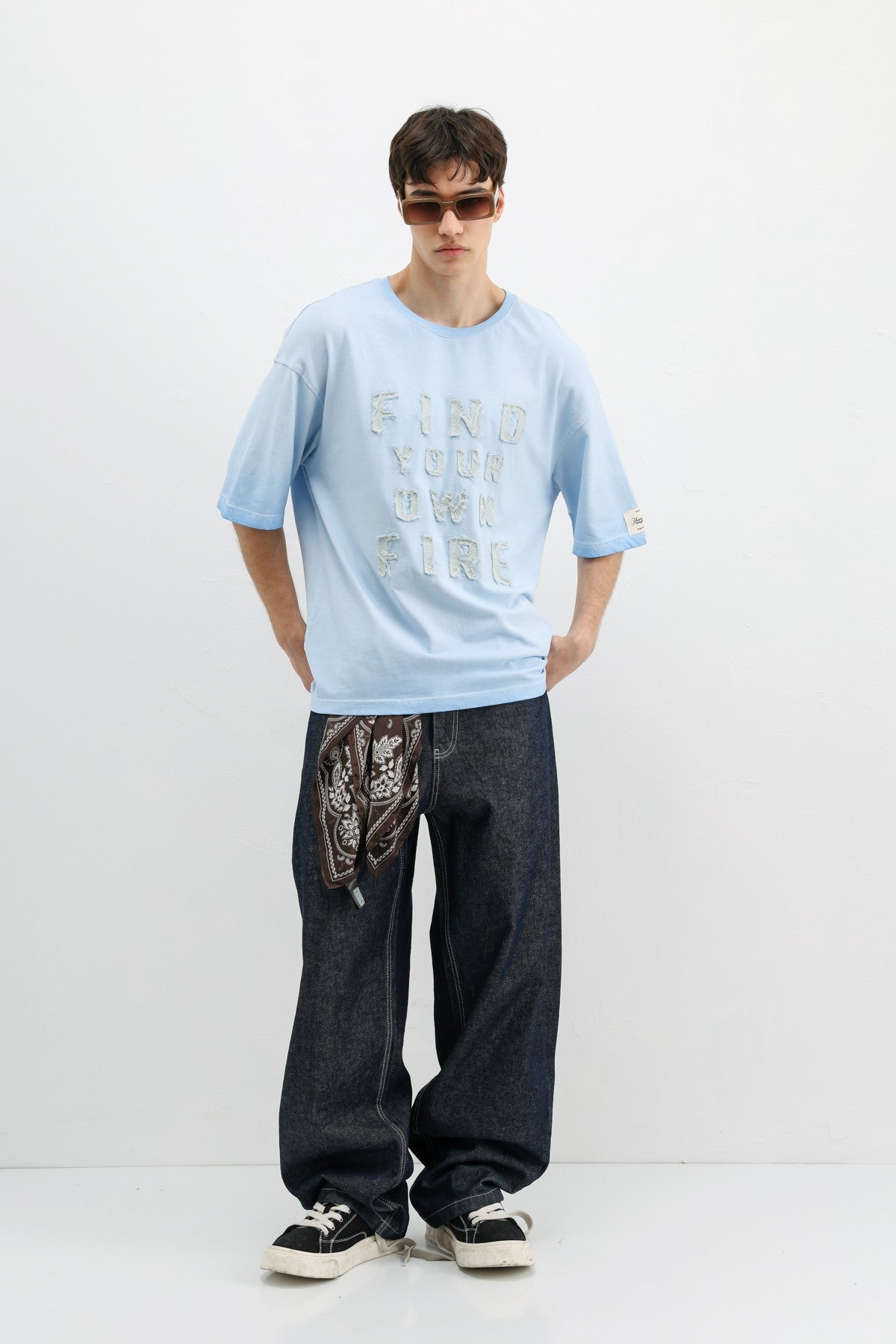 Oversized Printed T-Shirt, Baby Blue