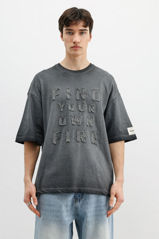 Oversized Printed T-Shirt, Black