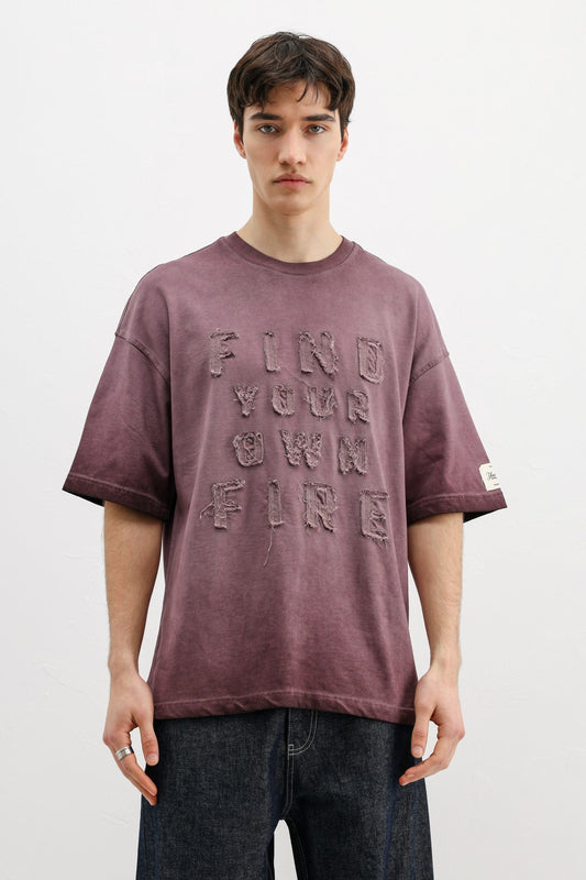Oversized Printed T-Shirt, Burgundy