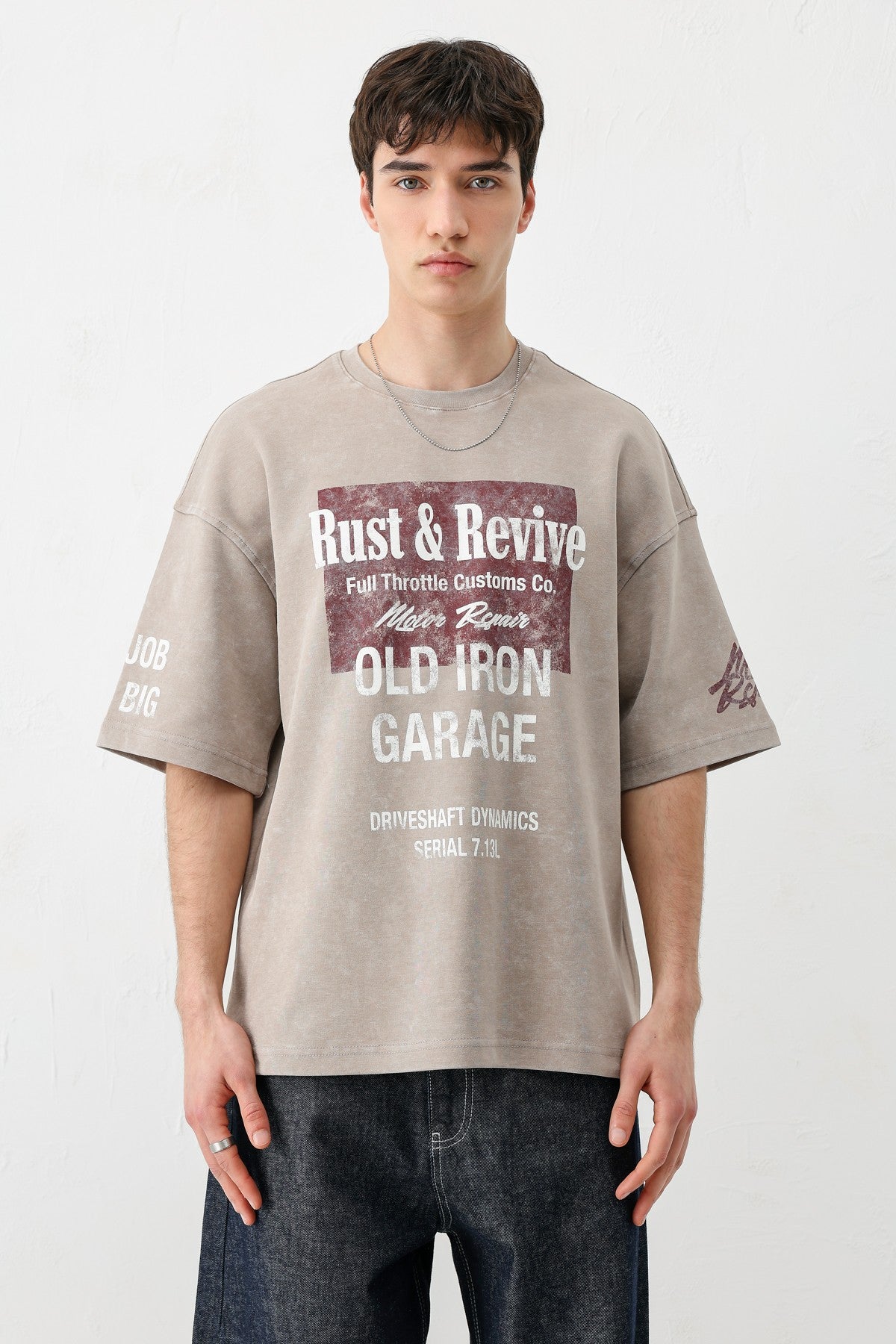 Oversized Printed T-Shirt in Mink