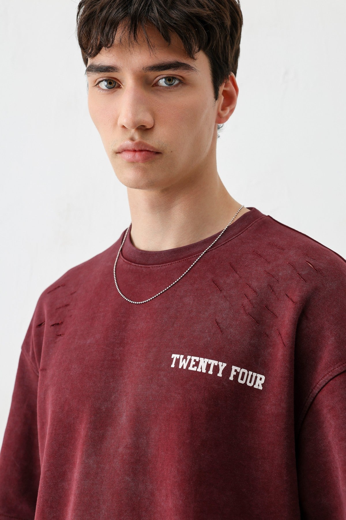 Printed Oversized T-Shirt, Burgundy