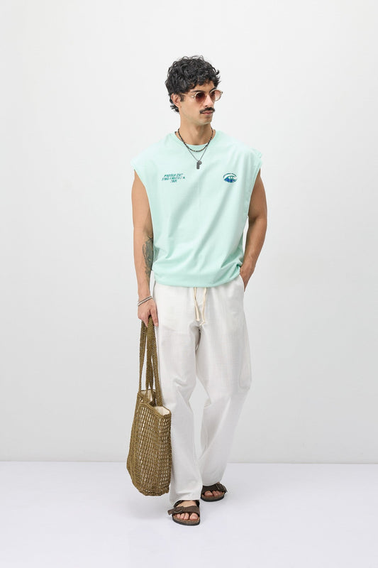 Oversized Printed Sleeveless T-Shirt