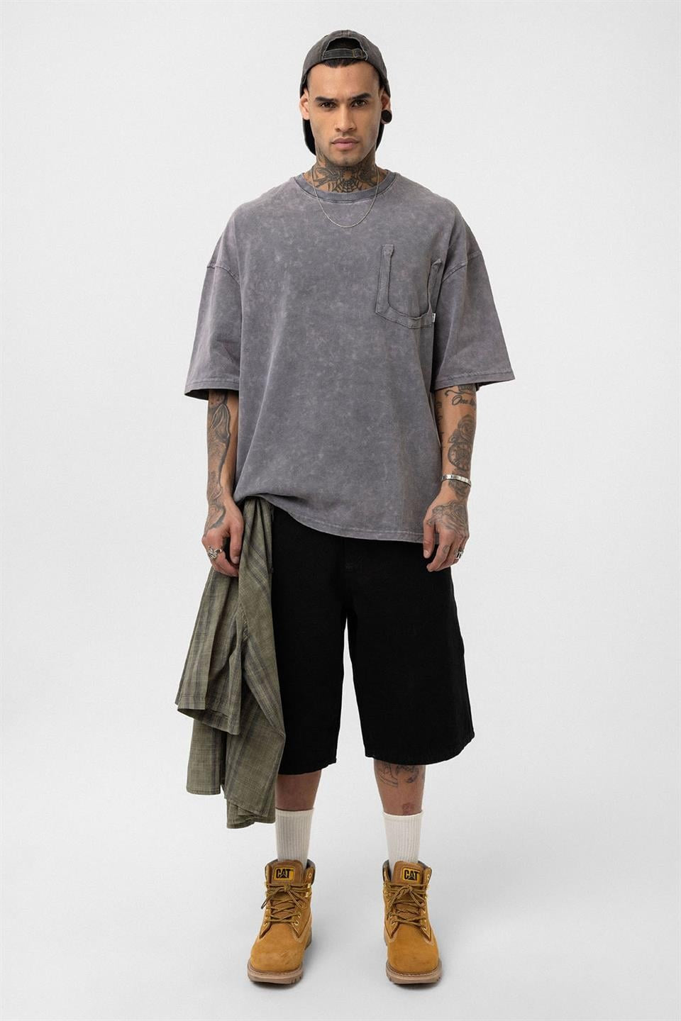Oversized T-Shirt with Washed Pocket Detail