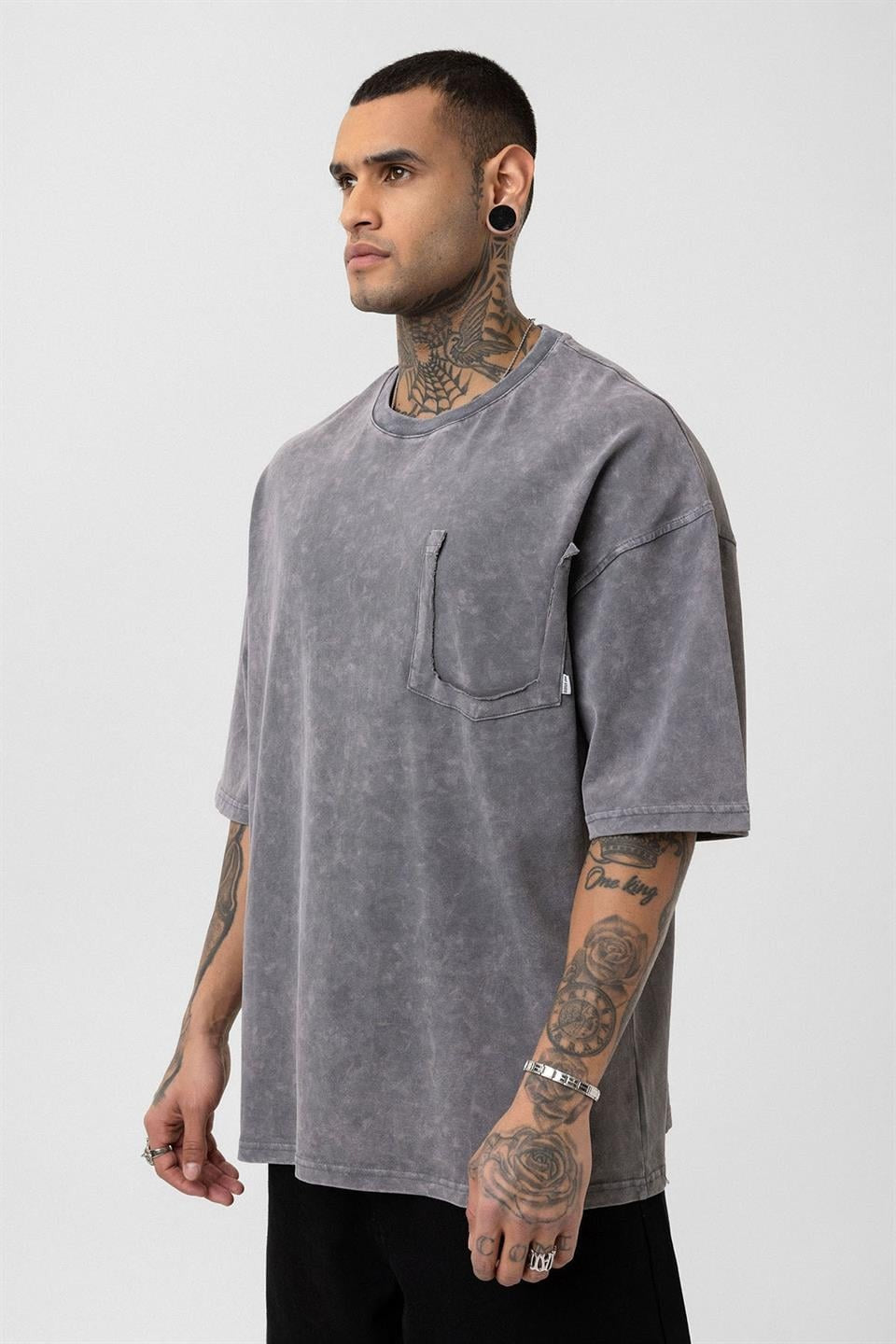 Oversized T-Shirt with Washed Pocket Detail