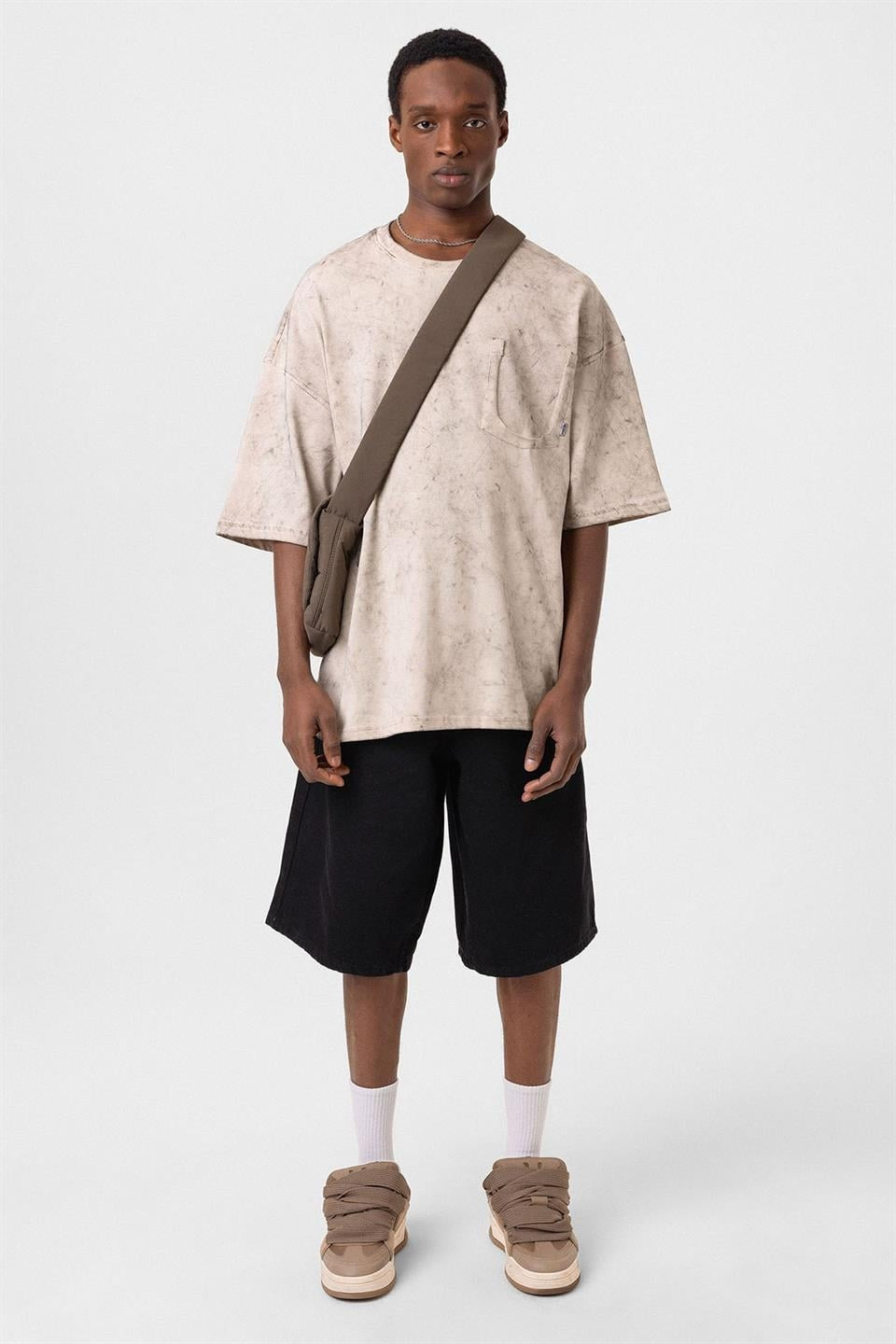 Oversized T-Shirt with Washed Pocket Detail