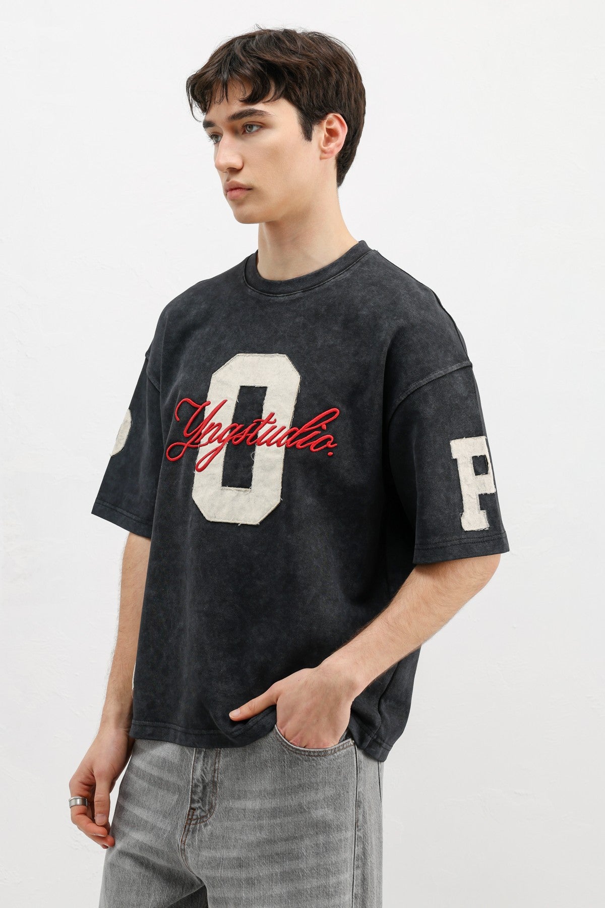 Oversized T-Shirt with Sleeve and Chest Prints