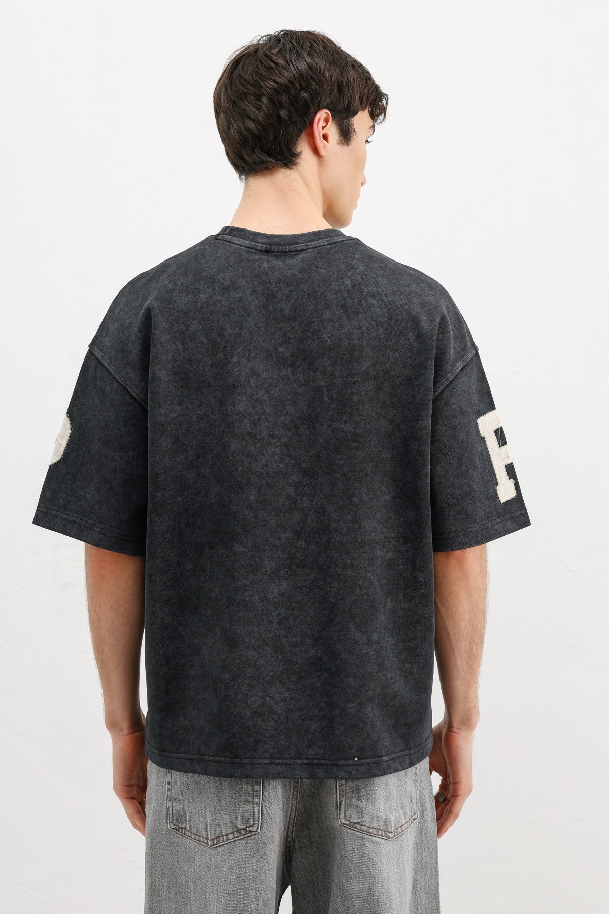 Oversized T-Shirt with Sleeve and Chest Prints