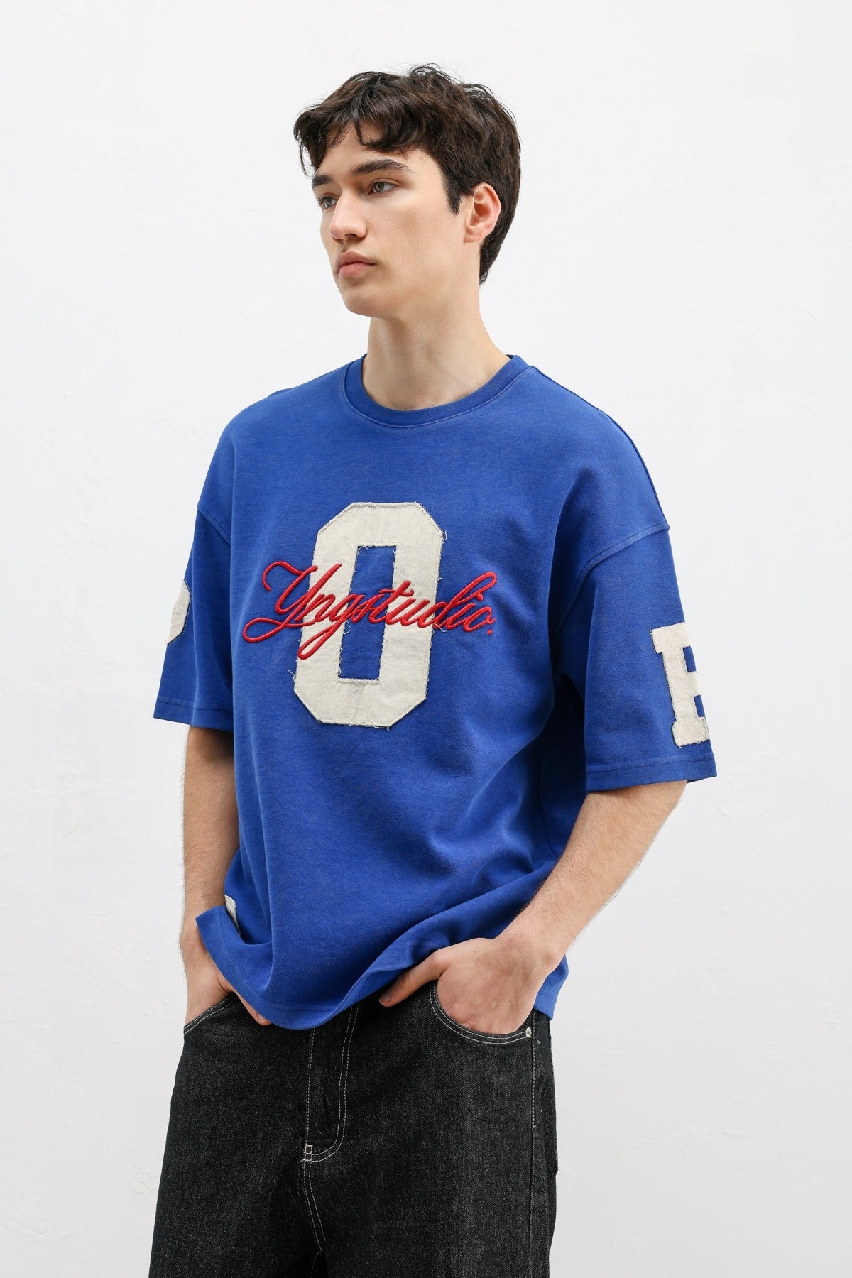 Oversized T-Shirt with Sleeve and Chest Prints