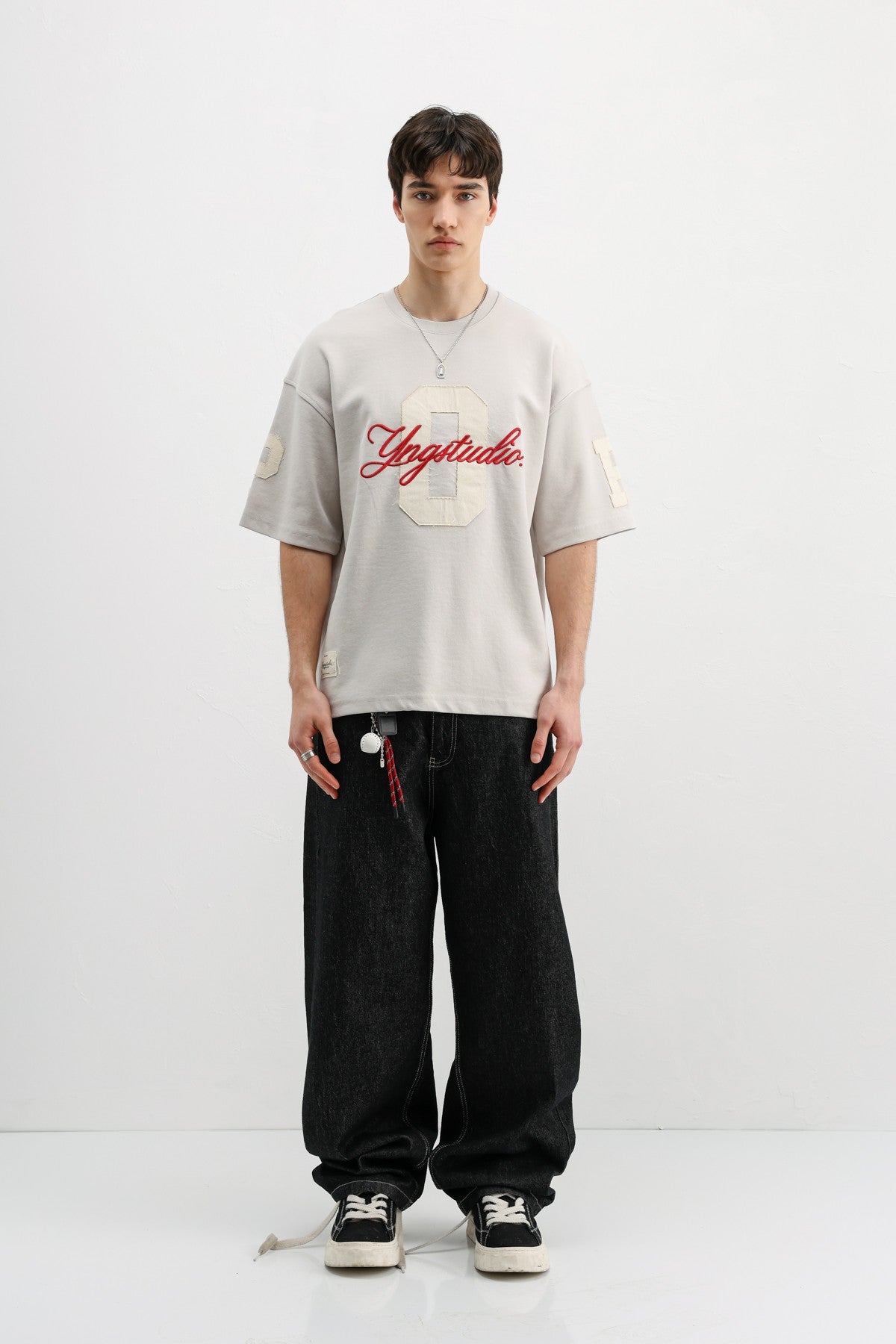 Oversized T-Shirt with Sleeve and Chest Prints