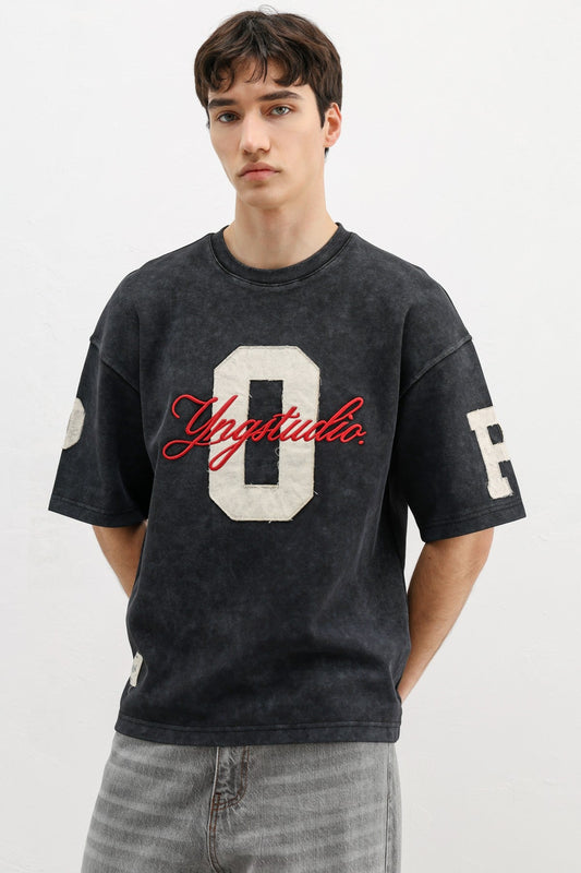 Oversized T-Shirt with Sleeve and Chest Prints