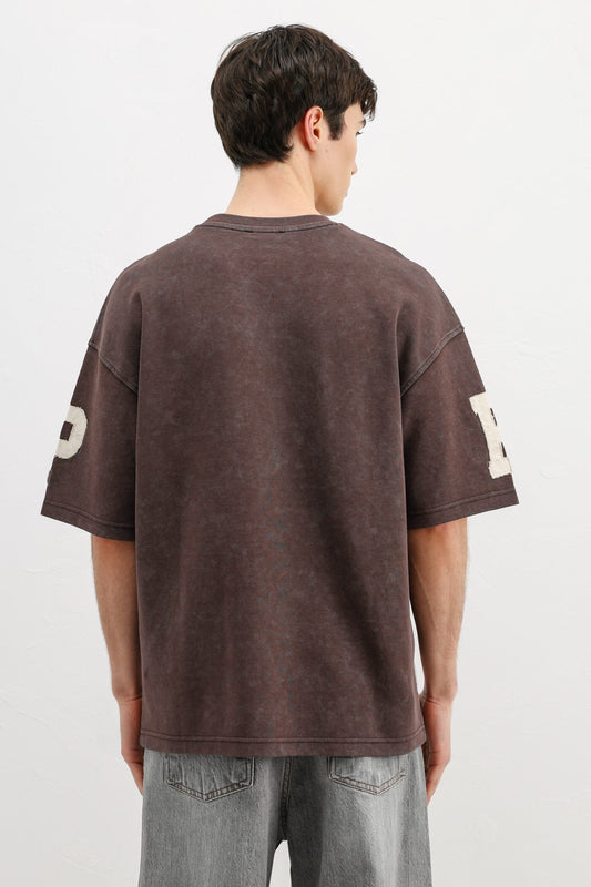 Oversized T-Shirt with Sleeve and Chest Prints