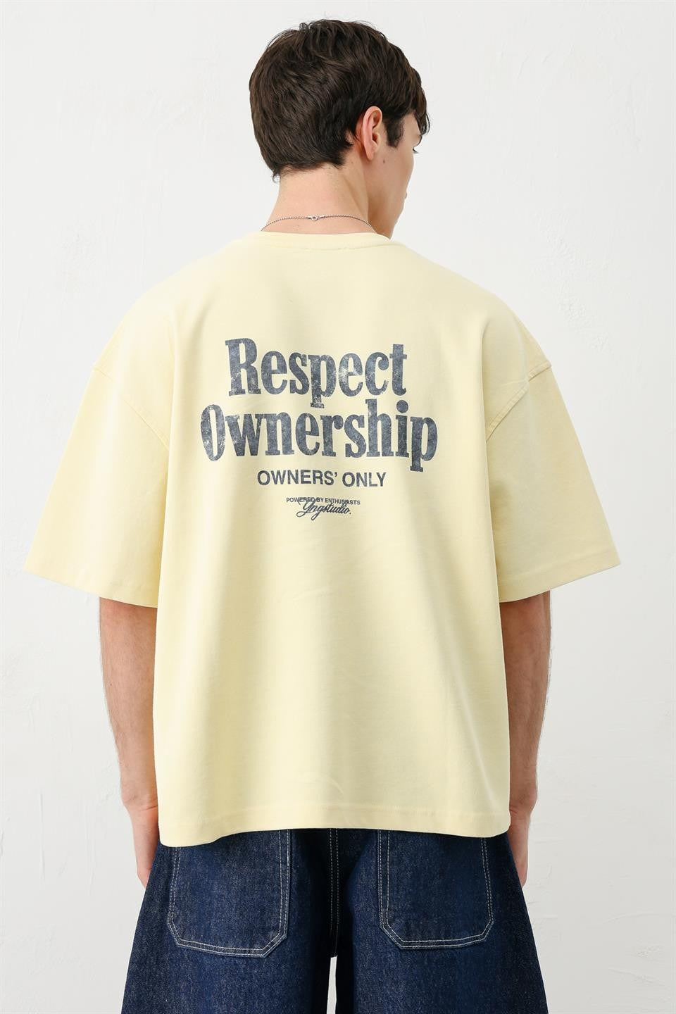 Short-Sleeved Boxy-Fit Printed T-Shirt, Yellow