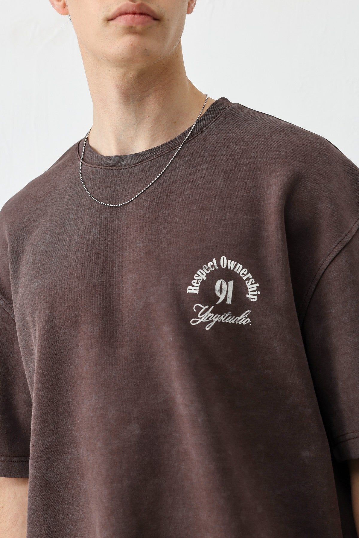 Short-Sleeve Boxy-Fit Printed T-Shirt, Brown