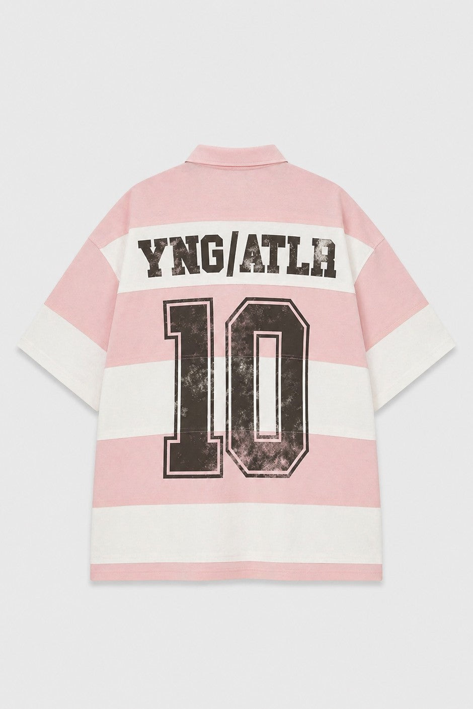 Oversized Rugby-Collar Striped T-Shirt