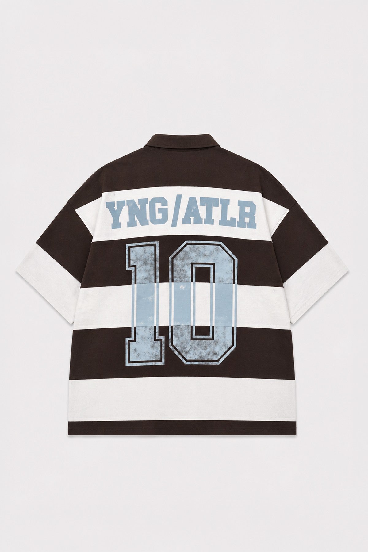 Oversized Rugby-Collar Striped T-Shirt