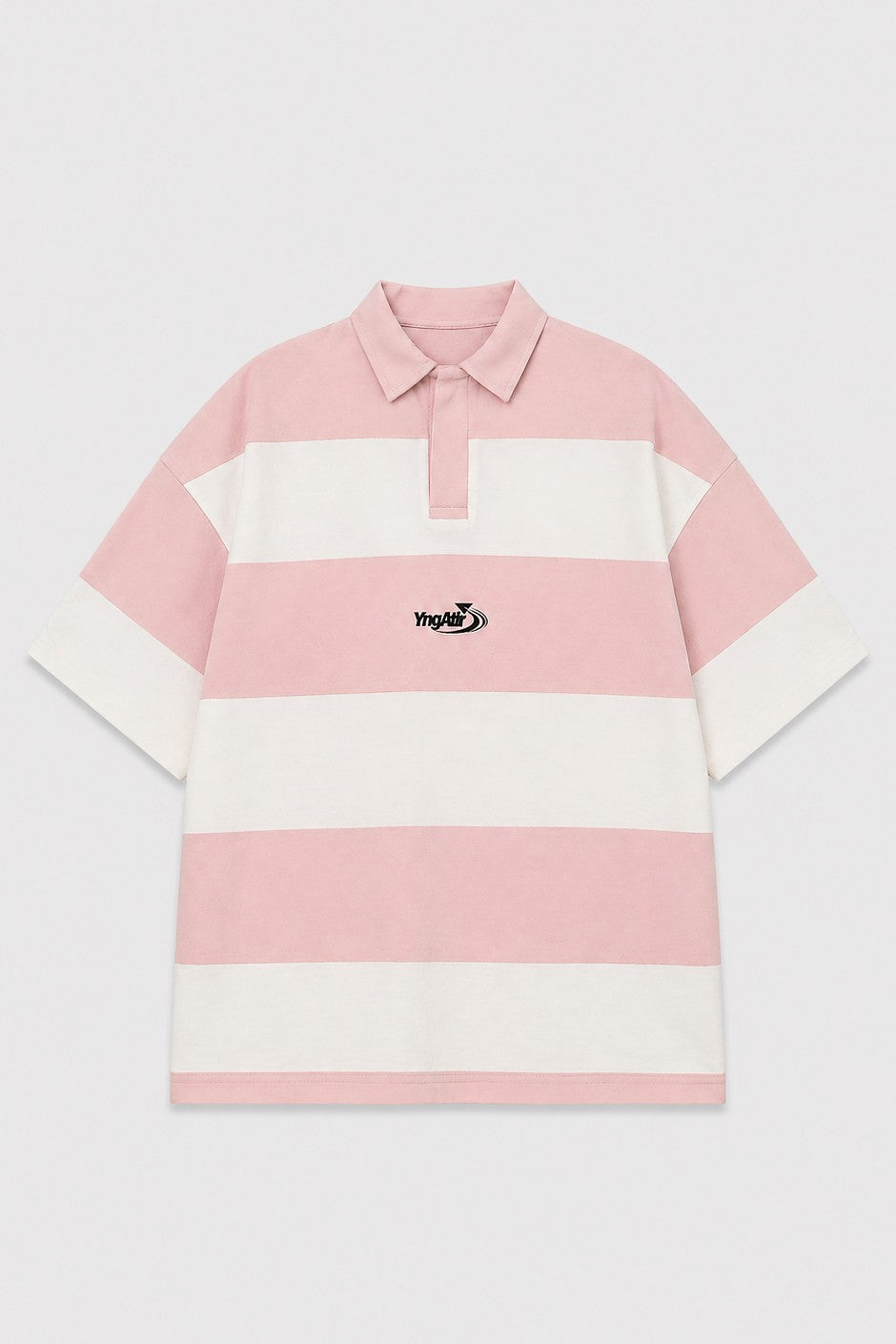 Oversized Rugby-Collar Striped T-Shirt