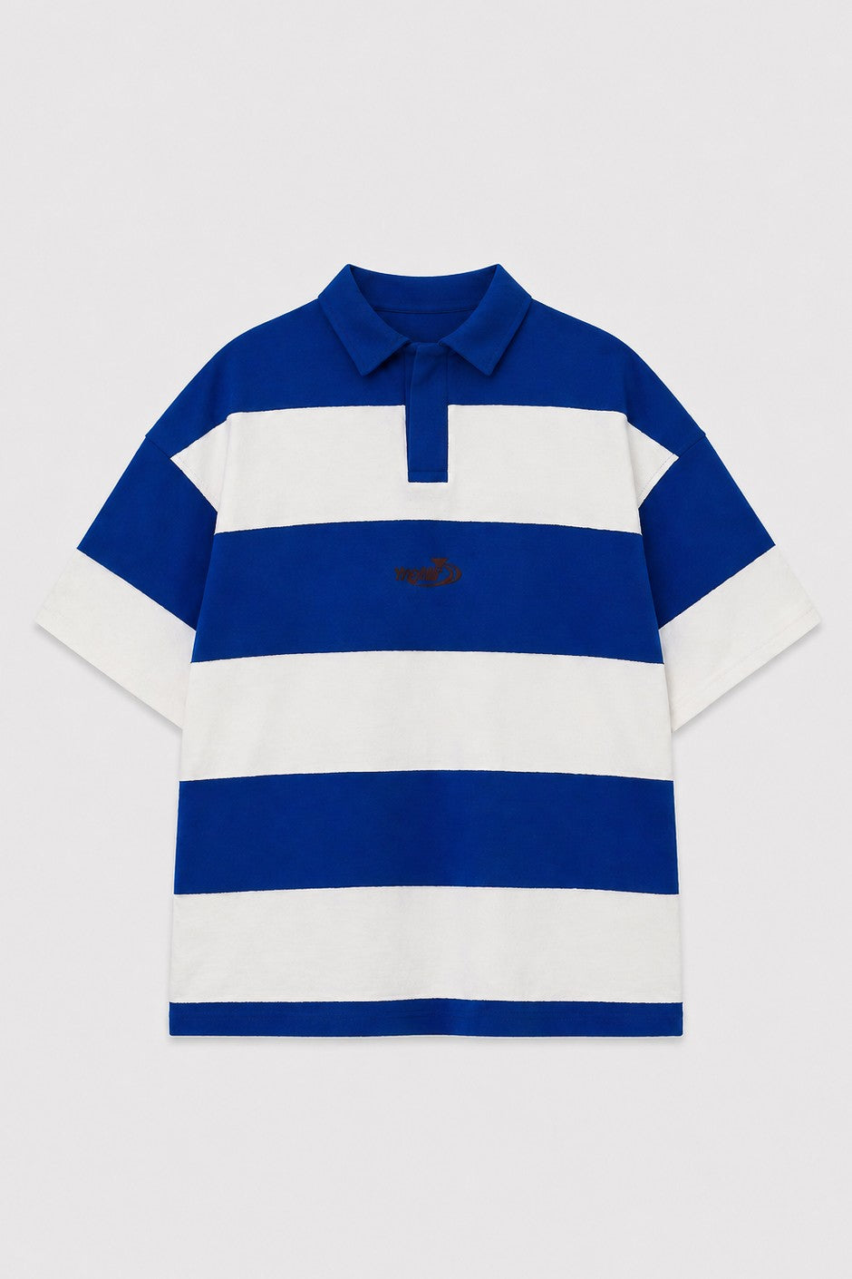 Oversized Rugby-Collar Striped T-Shirt
