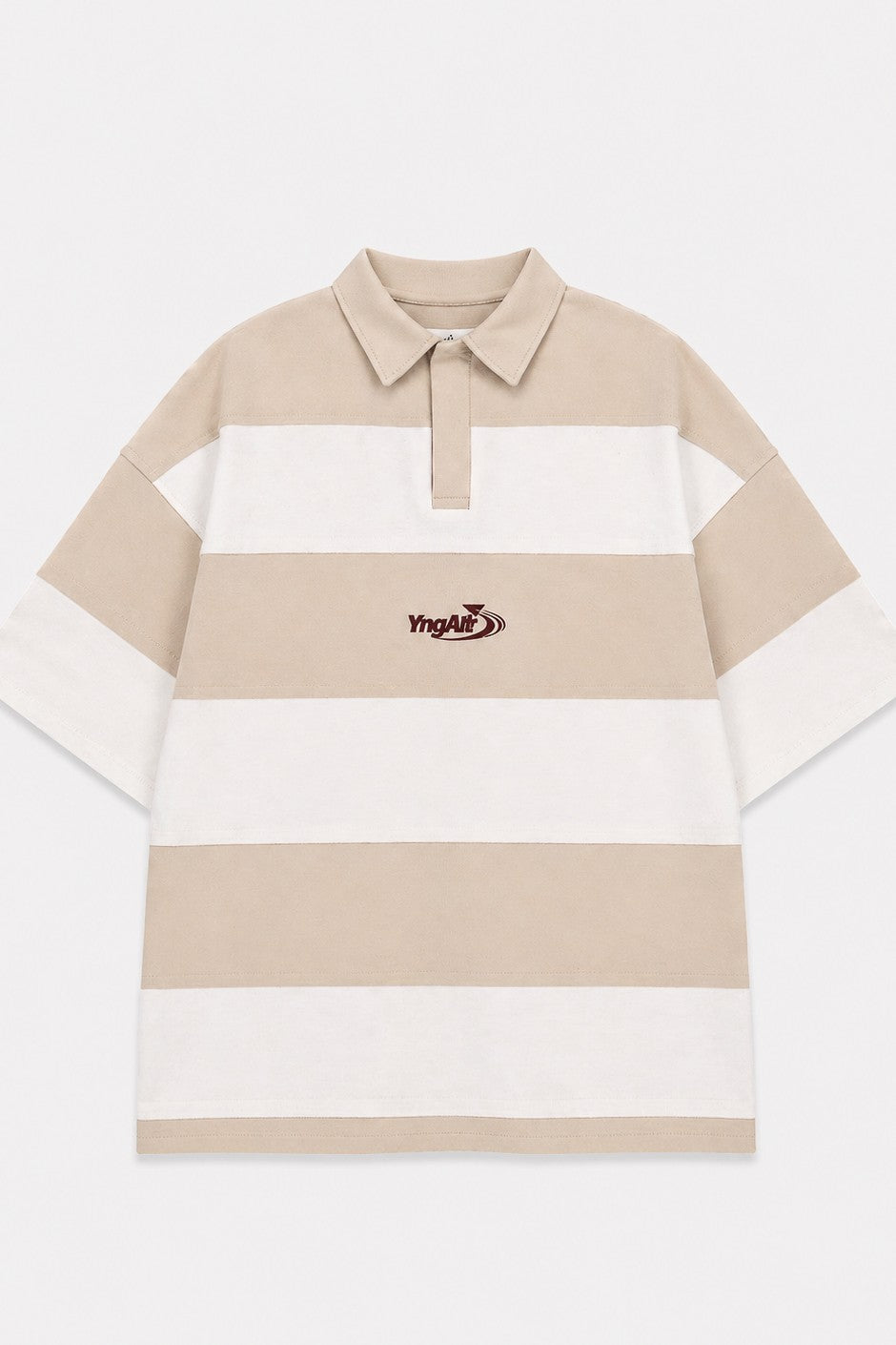 Oversized Rugby-Collar Striped T-Shirt