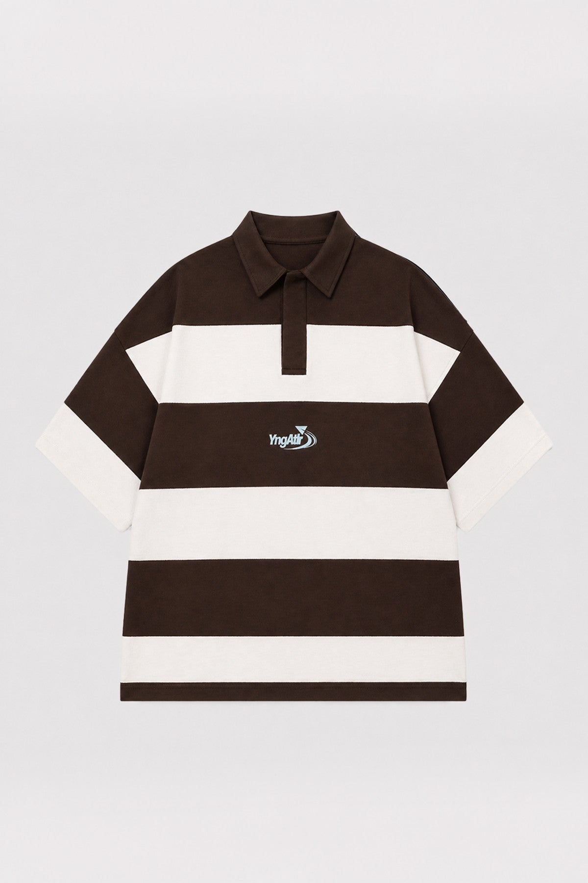 Oversized Rugby-Collar Striped T-Shirt