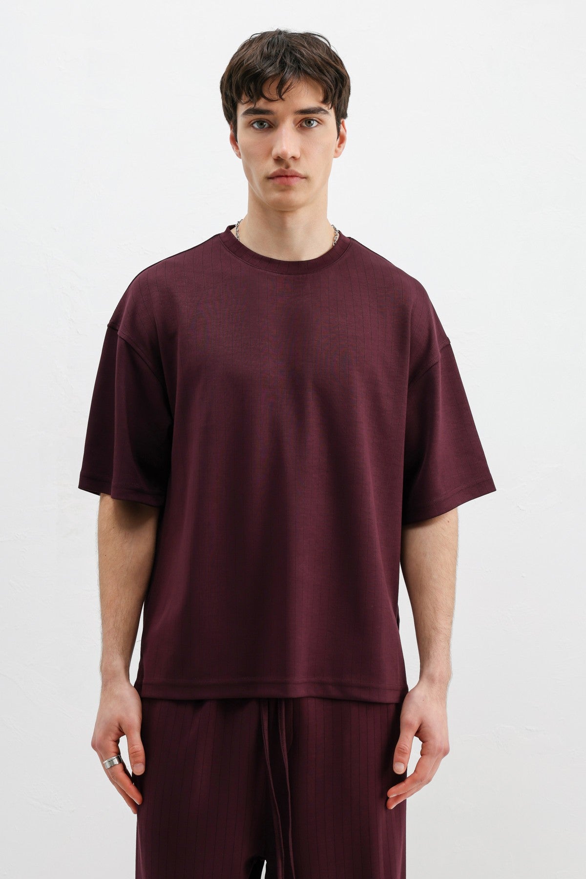 Oversized T-Shirt with Ribbed Texture