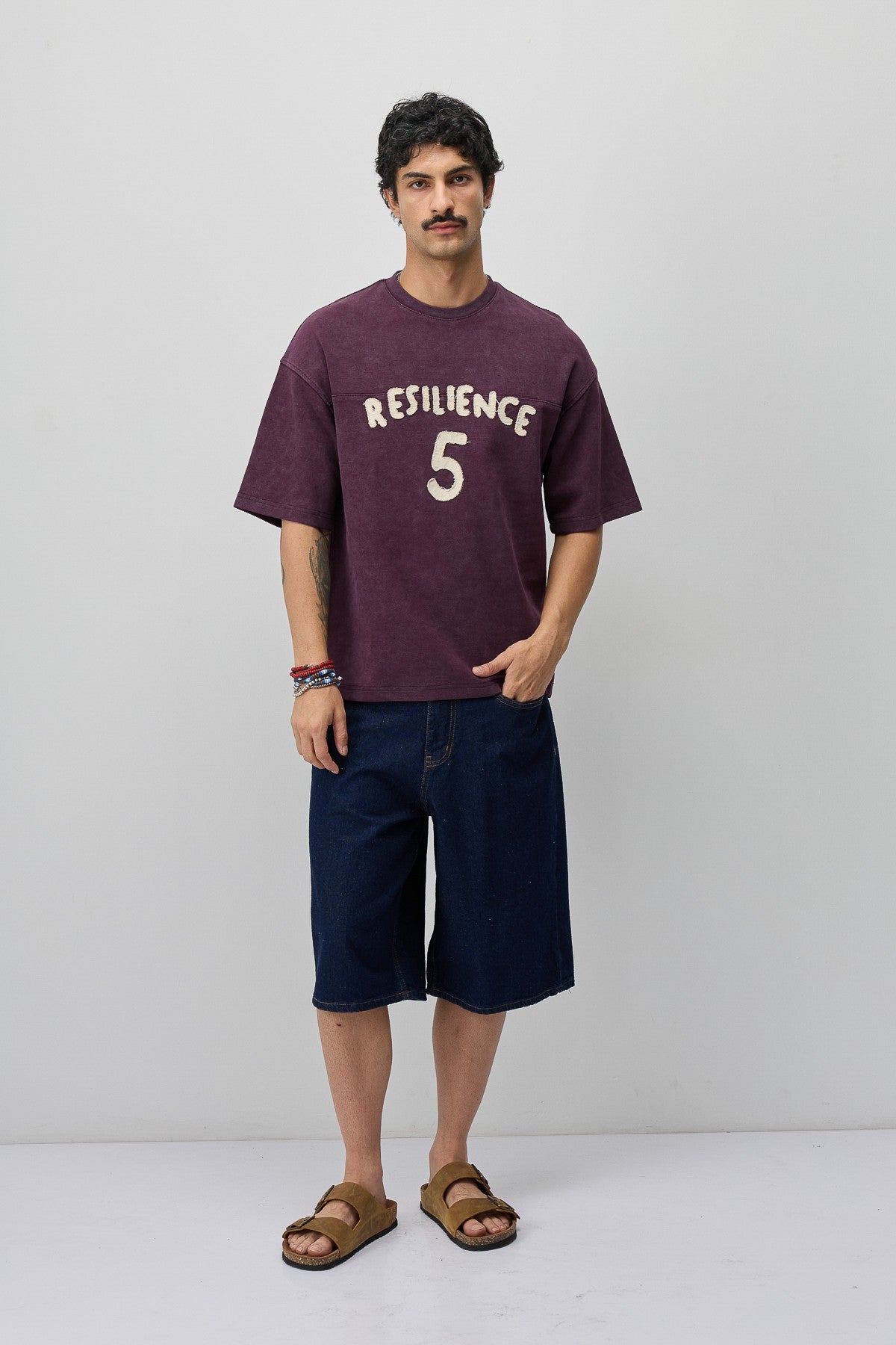 T-Shirt with Oversized Lettering and Number Print