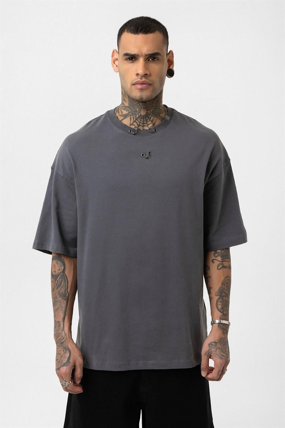 Oversized T-Shirt with Metal Ring Detail