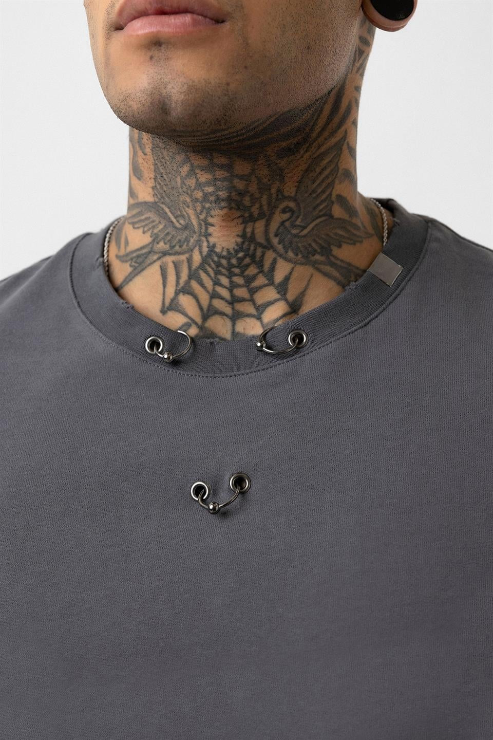 Oversized T-Shirt with Metal Ring Detail