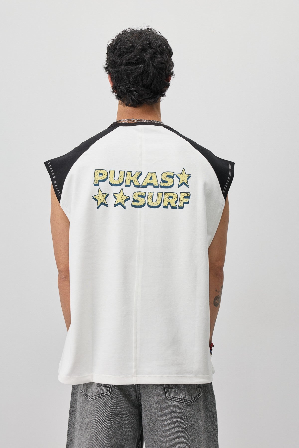 Oversized Sleeveless T-Shirt with Back Print