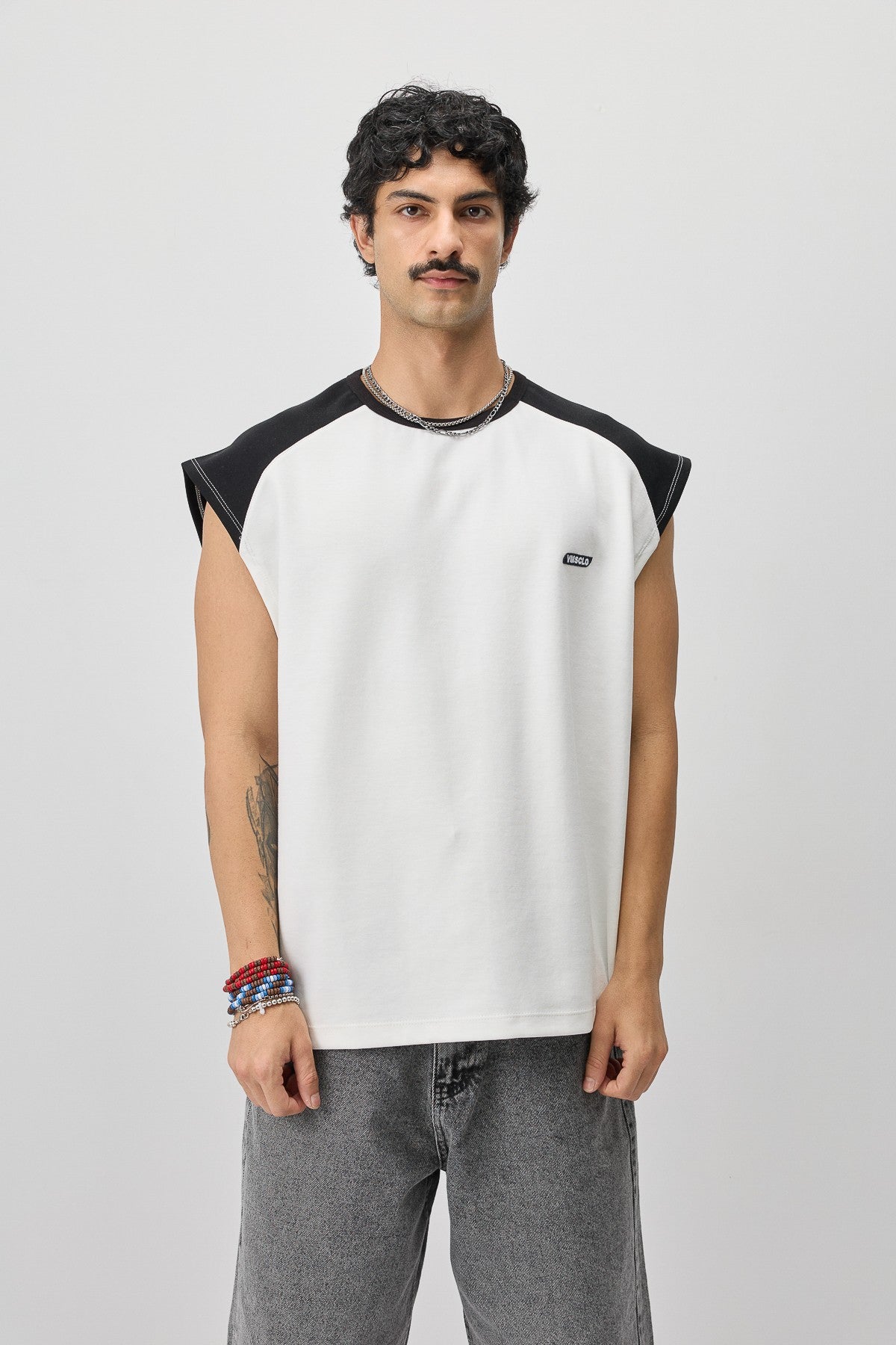 Oversized Sleeveless T-Shirt with Back Print