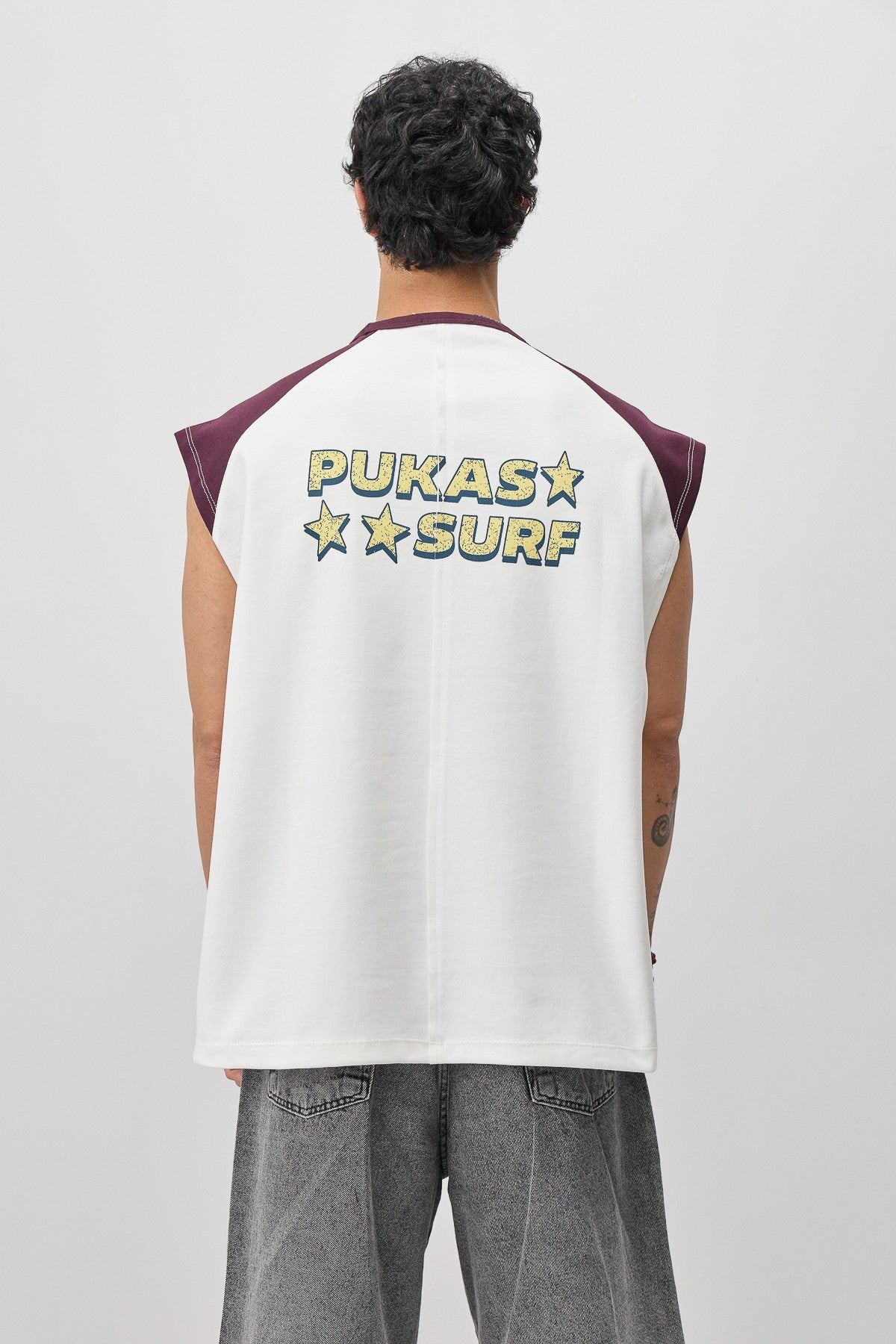 Oversized Sleeveless T-Shirt with Back Print