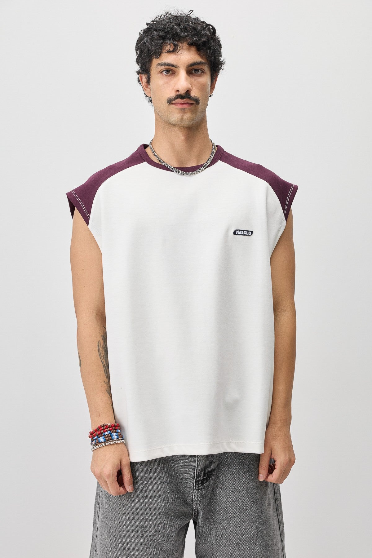 Oversized Sleeveless T-Shirt with Back Print