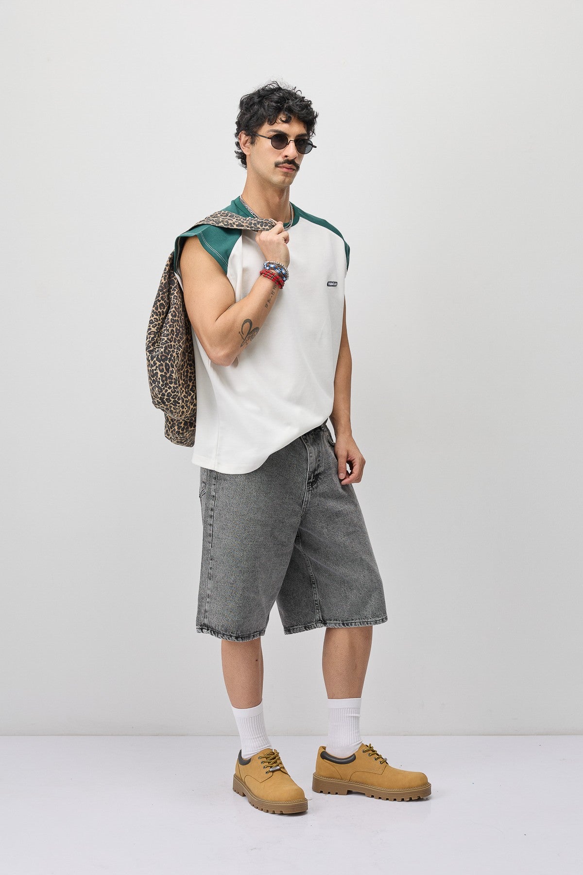 Oversized Sleeveless T-Shirt with Back Print
