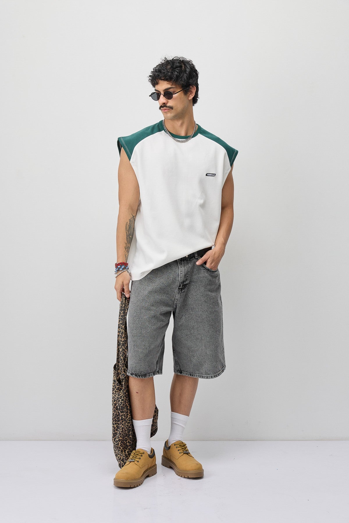 Oversized Sleeveless T-Shirt with Back Print