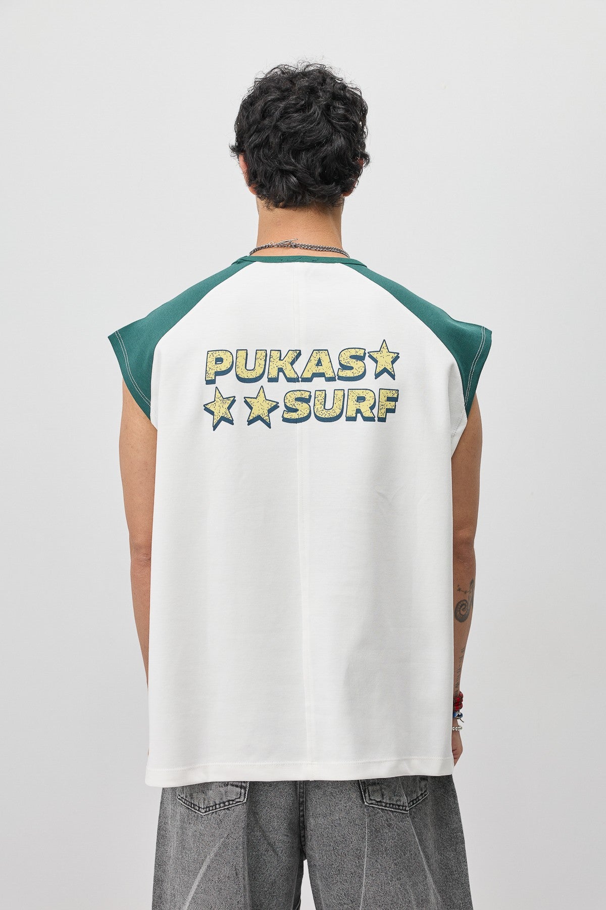 Oversized Sleeveless T-Shirt with Back Print