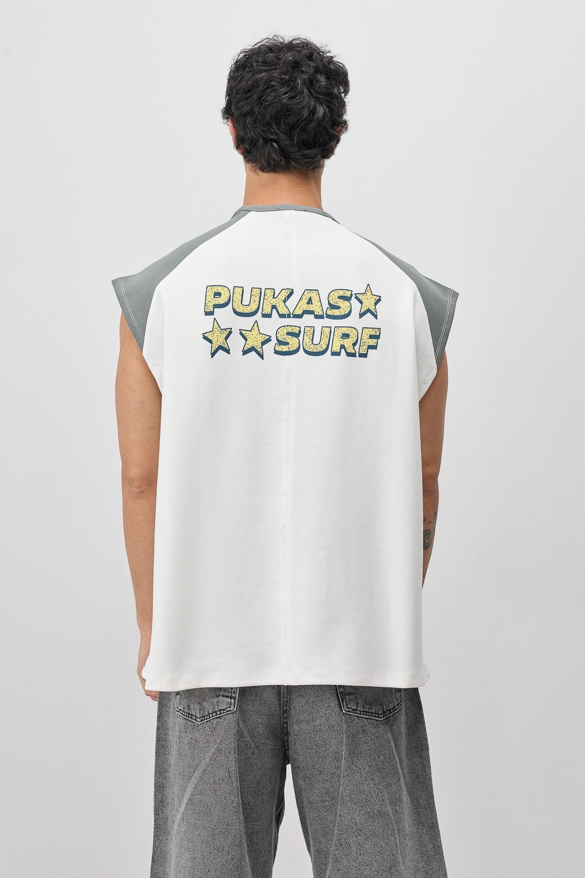Oversized Sleeveless T-Shirt with Back Print