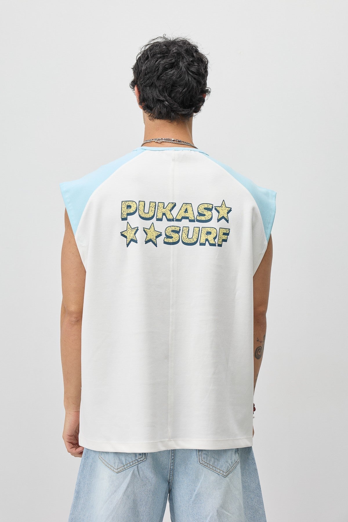 Oversized Sleeveless T-Shirt with Back Print